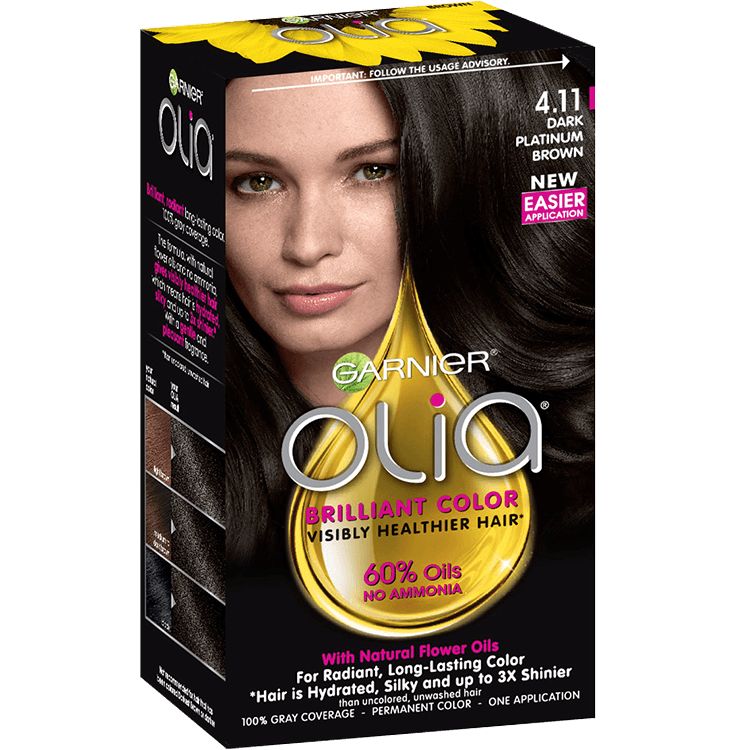 Garnier Olia Hair Color 4.11 - Product for Dark Plantinum Brown for radiant, long-lasting hair color